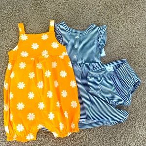 New with Tags Carter’s 3 Piece Set: Romper + Ruffle Dress